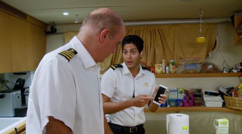 Danny-Zuriekrat-Captain-Mark-Howard-Phone-Below-Deck-Mediterranean