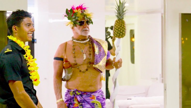 Captain Lee in Luau costume