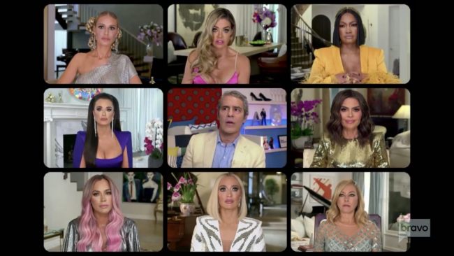 Dorit Kemsley Denise Richards Garcelle Beauvais Kyle Richards Andy Cohen Lisa Rinna Teddi Mellencamp Erika Jayne Sutton Stracke Real Housewives Of Beverly Hills