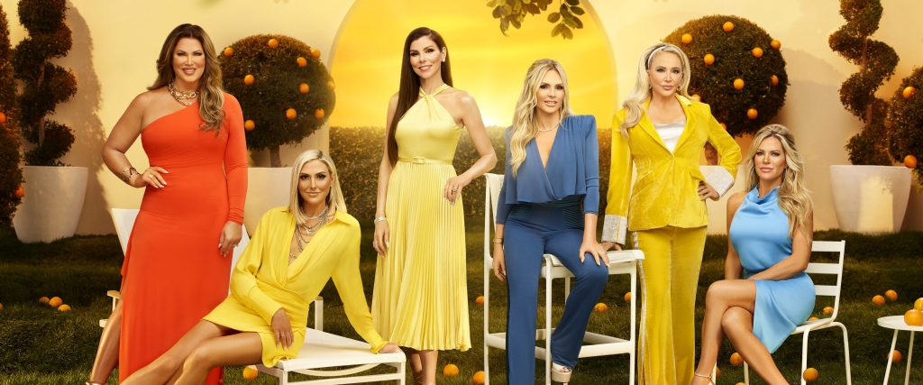 RHOC Season 17 stars Emily Simpson, Gina Kirschenheiter, Heather Dubrow, Tamra Judge, Shannon Storms Beador, Jennifer Pedranti posing for a promo photo