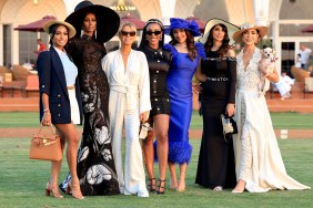 The cast of Real Housewives of Dubai Season 2 posing together outdoors