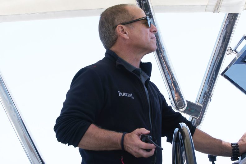 Below Deck Sailing Yacht's Captian Glenn Shepard at the helm.