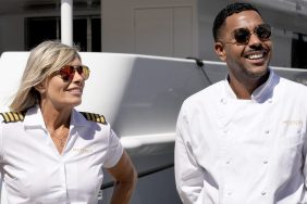 Captain Sandy Yawn and Chef Jono on Below Deck Med Season 9.