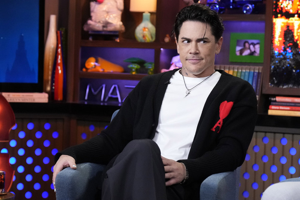 Tom Sandoval looking suspicious on Watch What Happens Live.