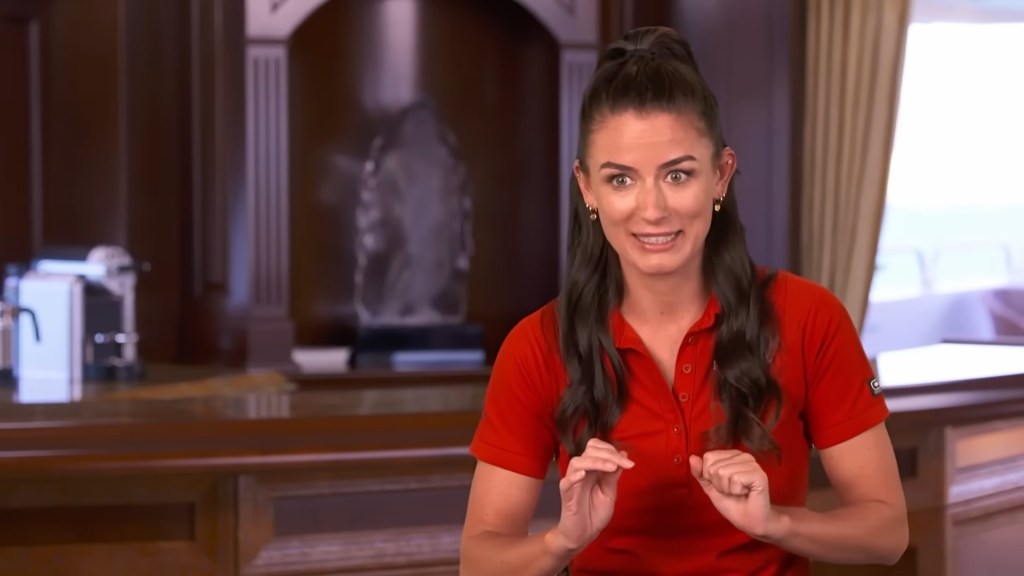 Aesha Scott in a confessional on Below Deck Med Season 9