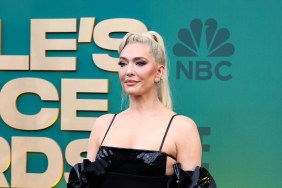 Erika Jayne on the People's Choice Awards red carpet in a black dress.