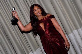 RHOBH's Garcelle Beauvais accepting an award.