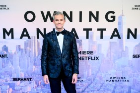 Ryan Serhant in a blue suit at the premiere of Owning Manhattan