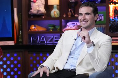 Below Deck Med's Joe Bradley smiling on WWHL.