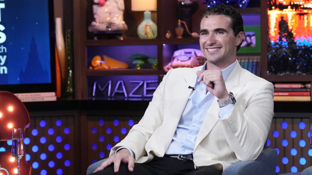 Below Deck Med's Joe Bradley smiling on WWHL.