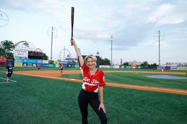 Dorinda Medley at a charity softball game.