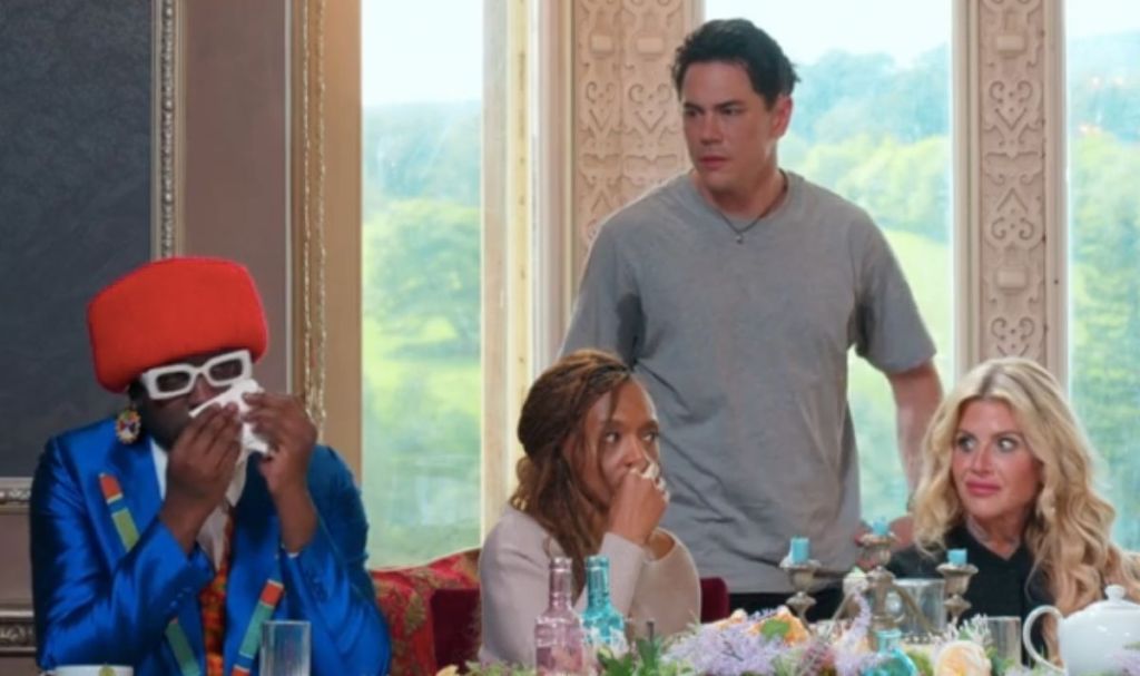 Tom Sandoval sweating on The Traitors