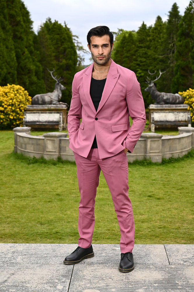Sam Asghari in a pink suit for The Traitors Season 3