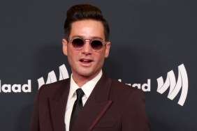 Josh Flagg in sunglasses and a maroon suit at the GLAAD awards