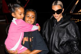 Chicago West, North West and Kim Kardashian are seen in Midtown on July 13, 2022 in New York City.