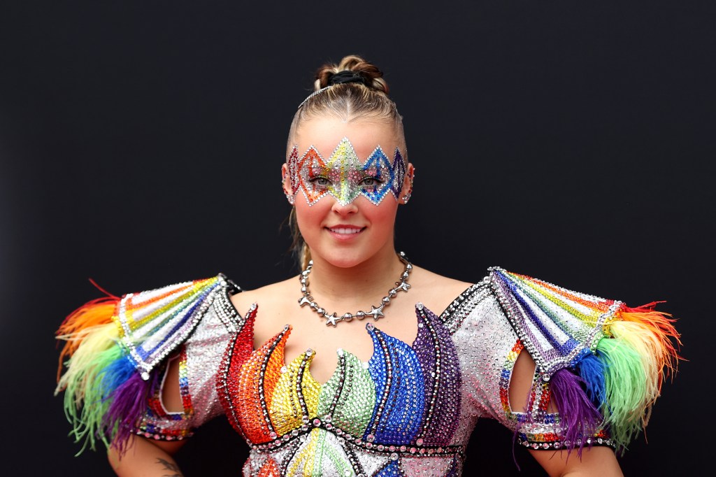 JoJo Siwa in a rainbow costume