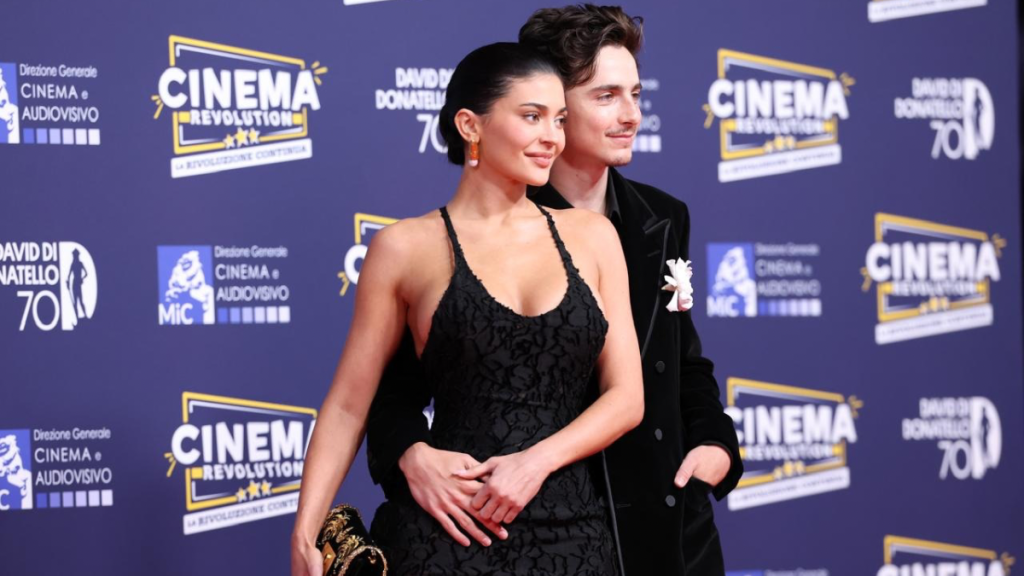 Kylie Jenner and Timothée Chalamet attend the red carpet during the 70th David Di Donatello at Cinecitta Studios