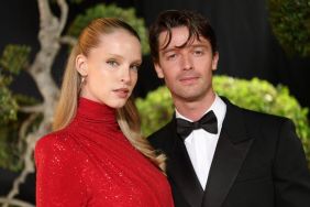Abby Champion and Patrick Schwarzenegger attend the 2025 Vanity Fair Oscar Party Hosted By Radhika Jones at Wallis Annenberg Center for the Performing Arts on March 02, 2025 in Beverly Hills, California.