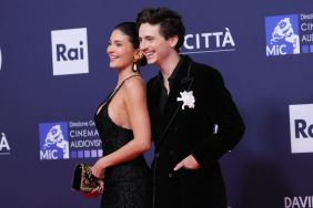 Timothee Chalamet and Kylie Jenner attend the red carpet during the 70th David Di Donatello at Cinecitta Studios on May 07, 2025 in Rome, Italy.
