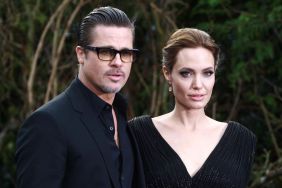 Brad Pitt and Angelina Jolie attend a private reception as costumes and props from Disney's "Maleficent" are exhibited in support of Great Ormond Street Hospital at Kensington Palace on May 8, 2014 in London, England.