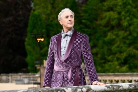 Alan Cumming in a sparkly purple robe on The Traitors