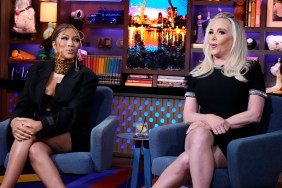 Shannon Beador and Drew Sidora making surprised expressions on Watch What Happens Live