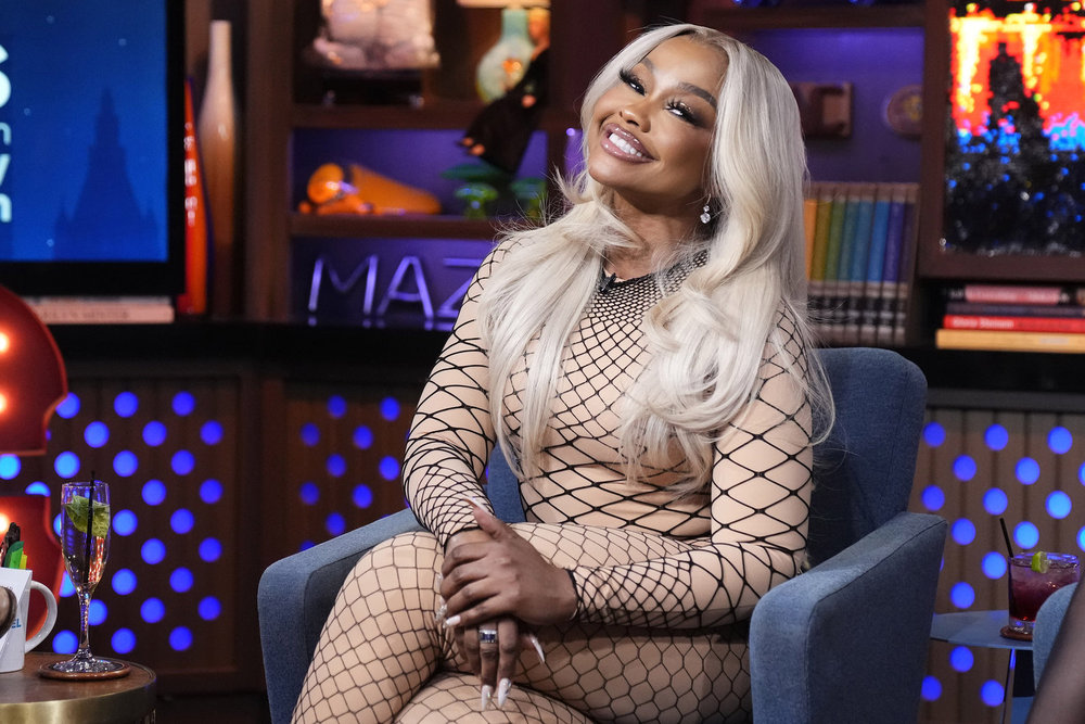 Phaedra Parks in a body suit on Watch What Happens Live 