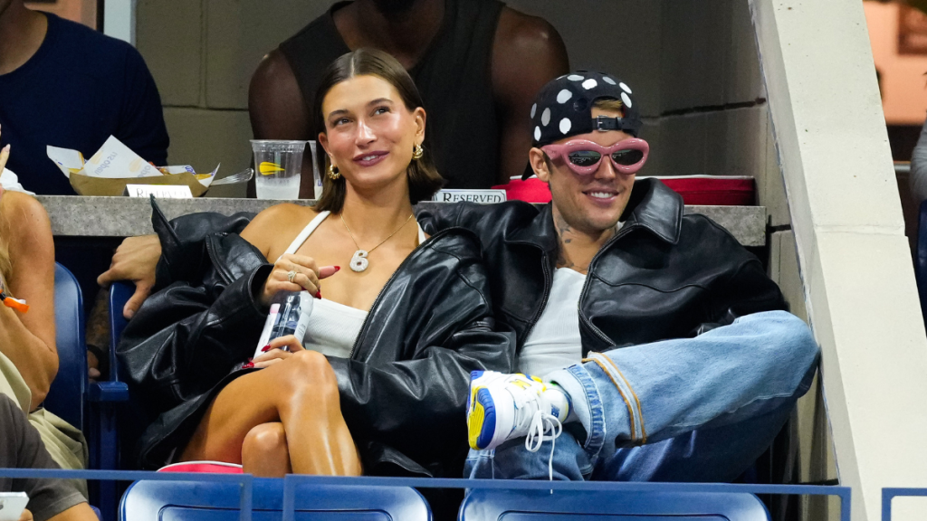 Hailey Bieber and Justin Bieber are seen at the 2023 US Open Tennis Championships on September 1, 2023 in New York City.