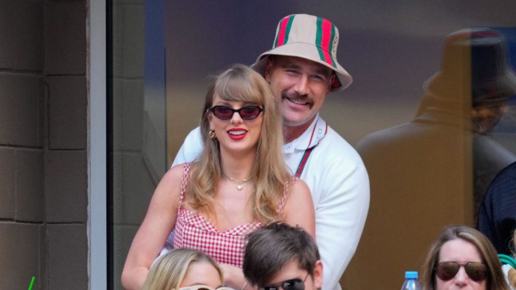Taylor Swift and Travis Kelce are seen during the 2024 US Open Tennis Championships on September 08, 2024 in New York City.