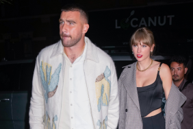 Travis Kelce and Taylor Swift arrive at SNL Afterparty on October 15, 2023 in New York City.