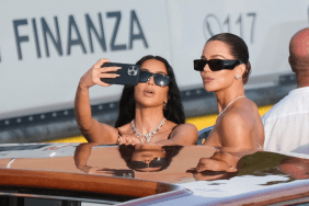 Kim Kardashian and Khloè Kardashian are seen heading to the Jeff Bezos and Lauren Sánchez wedding on June 27, 2025 in Venice, Italy.