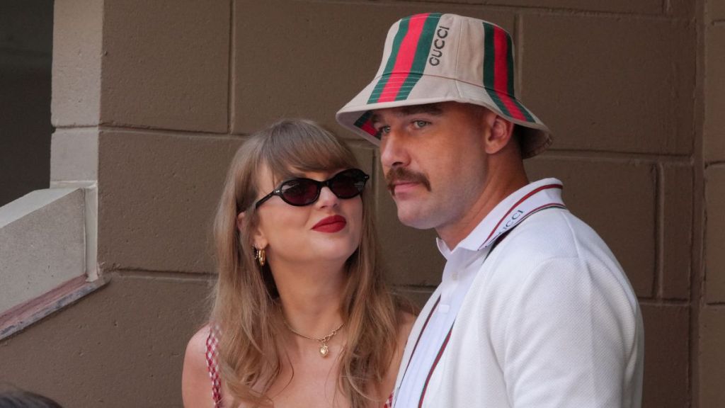 Taylor Swift and Travis Kelce attend day fourteen of the US Open tennis tournament at the USTA Billie Jean King National Tennis Center in New York City, on September 8, 2024.