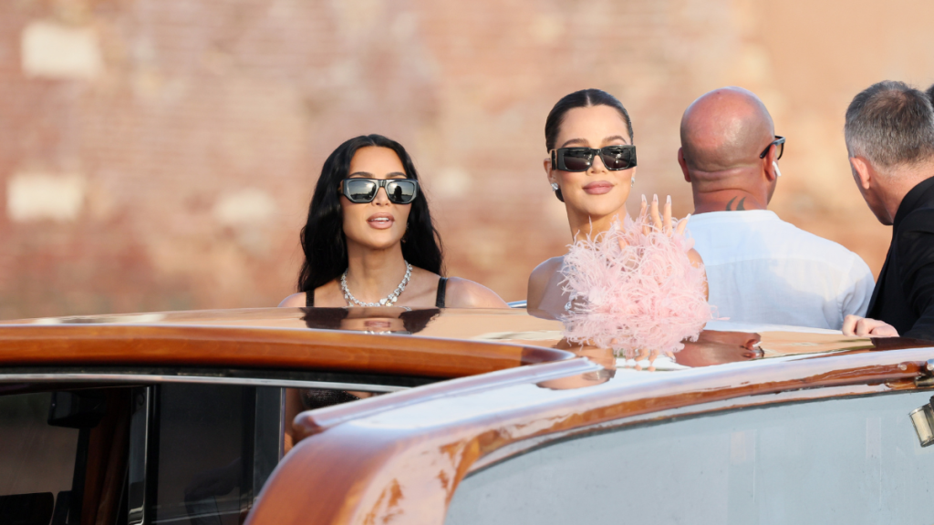 Kim Kardashian and Khloé Kardashian sighting at the Jeff Bezos and Lauren Sanchez Wedding on June 27, 2025 in Venice, Italy.