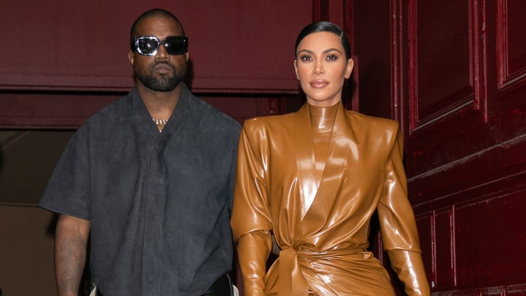 Kim Kardashian West and husband Kanye West leave K.West's Sunday Service At Theatre Des Bouffes Du Nord - Paris Fashion Week Womenswear Fall/Winter 2020/2021 on March 01, 2020 in Paris, France