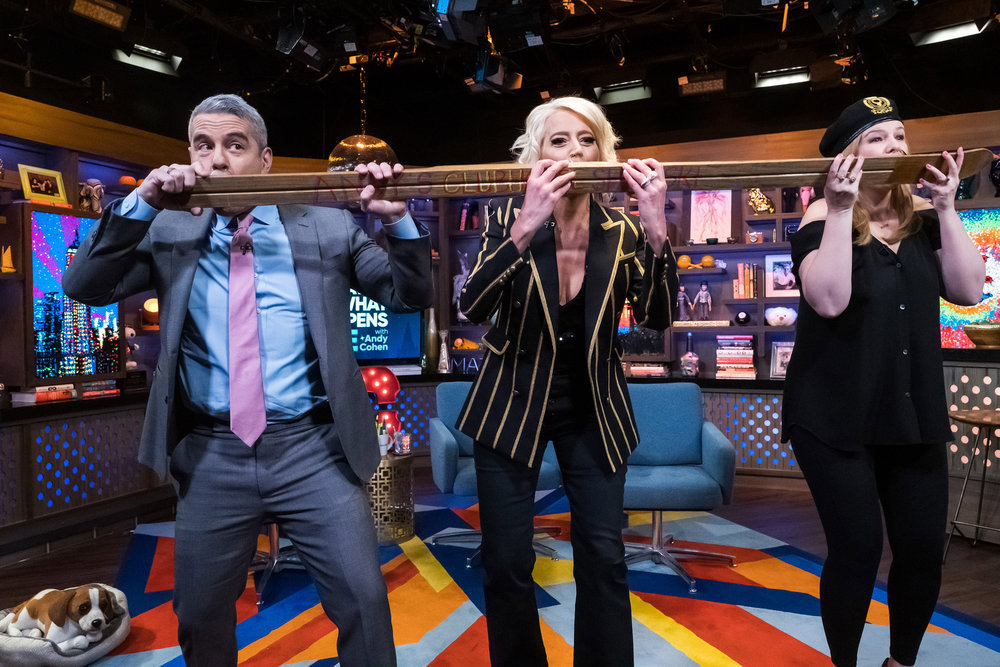 Andy Cohen, Dorinda Medley, & Amber Tamblyn